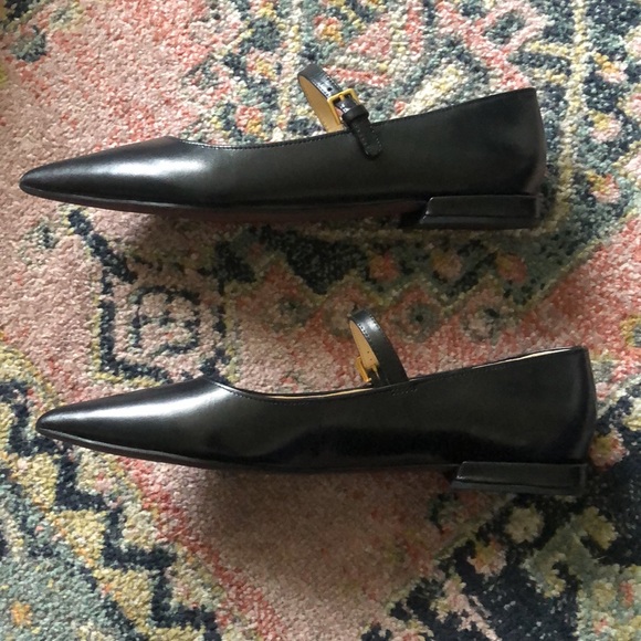Franco Sarto Nalin Pointed Toe Flat Black Mary Jane Flats Leather Style Loafer - Picture 10 of 13